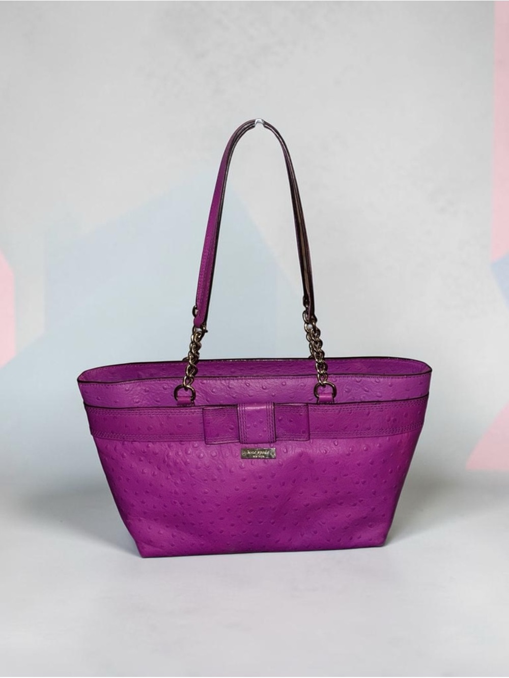 Kate Spade Rose Avenue Ostrich Embossed Leather Bow Tote Bag & Wallet Set - Picture 3 of 14